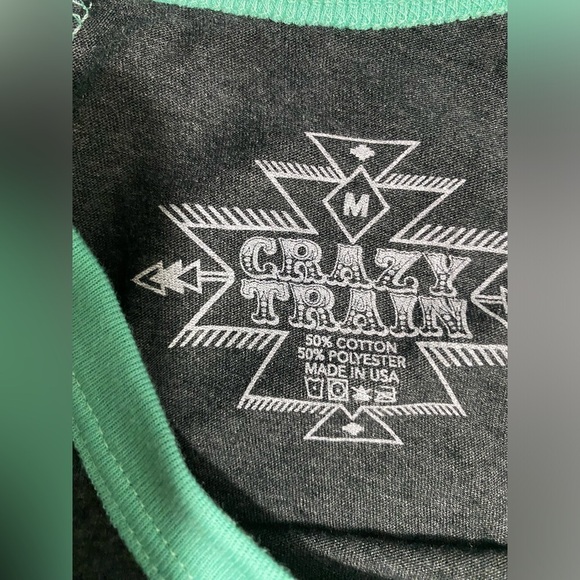 Crazy Train Leopard & Red Buffalo Plaid Heart Raglan Baseball Tee Womens Size M - Picture 4 of 5